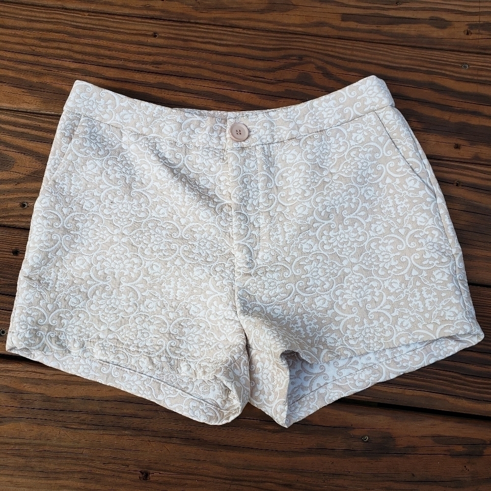 TRIXIE & LuLu Shorts High Waist 7/8 Tan&Cream EUC Like NWOT